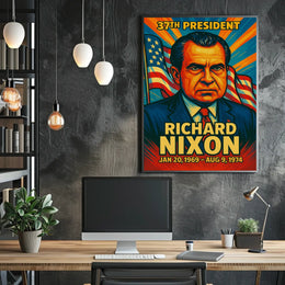Richard Nixon 37th President of the United States Colorful Comic Book Style Poster