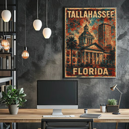Tallahassee Capitol Retro Collector Poster