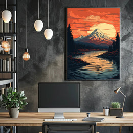 Serene Mountain Sunset Poster PosterGoat