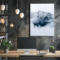 Majestic Snowy Mountains Photorealistic Nature Poster