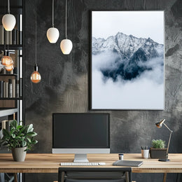Majestic Snowy Mountains Photorealistic Nature Poster