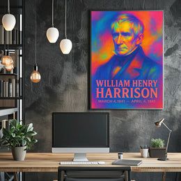 William Henry Harrison 9th President of the United States Neon Gradient Overlay Poster