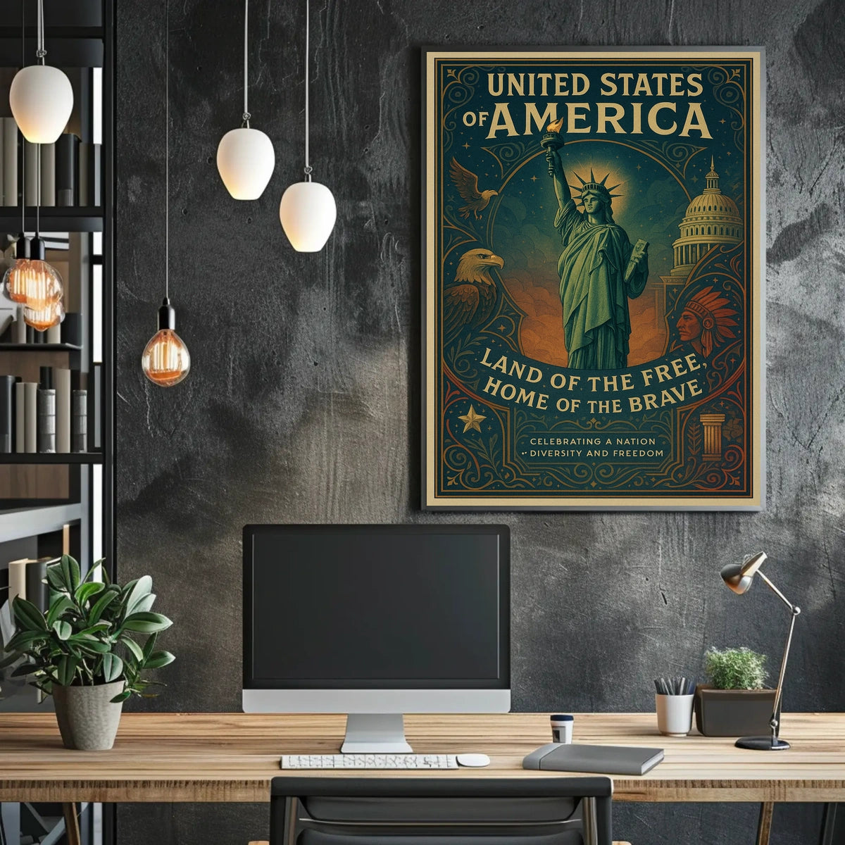 Patriotic Vintage Americana Tribute Poster for Home Decor