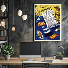 Vintage Soviet Aquatic Sports Advertisement Sports Poster