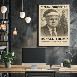 Vintage Santa Sepia Christmas Holiday Wall Art Poster