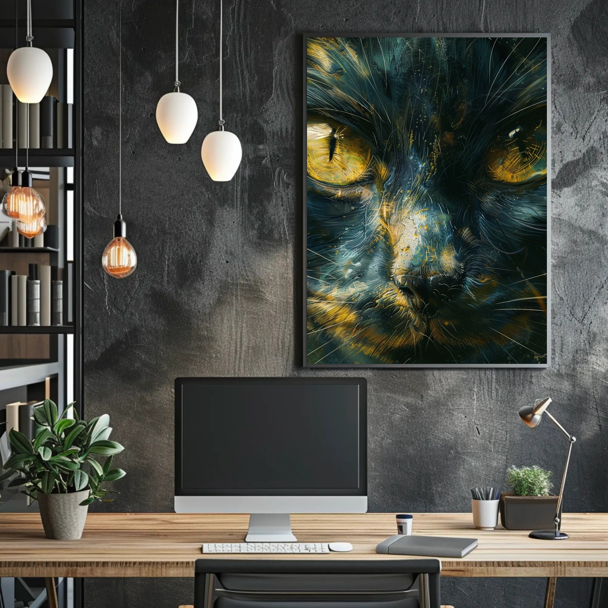 Mystical Feline Portrait Art Print Decor PosterGoat