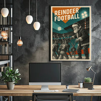 Festive Football Santa Vintage Art Poster
