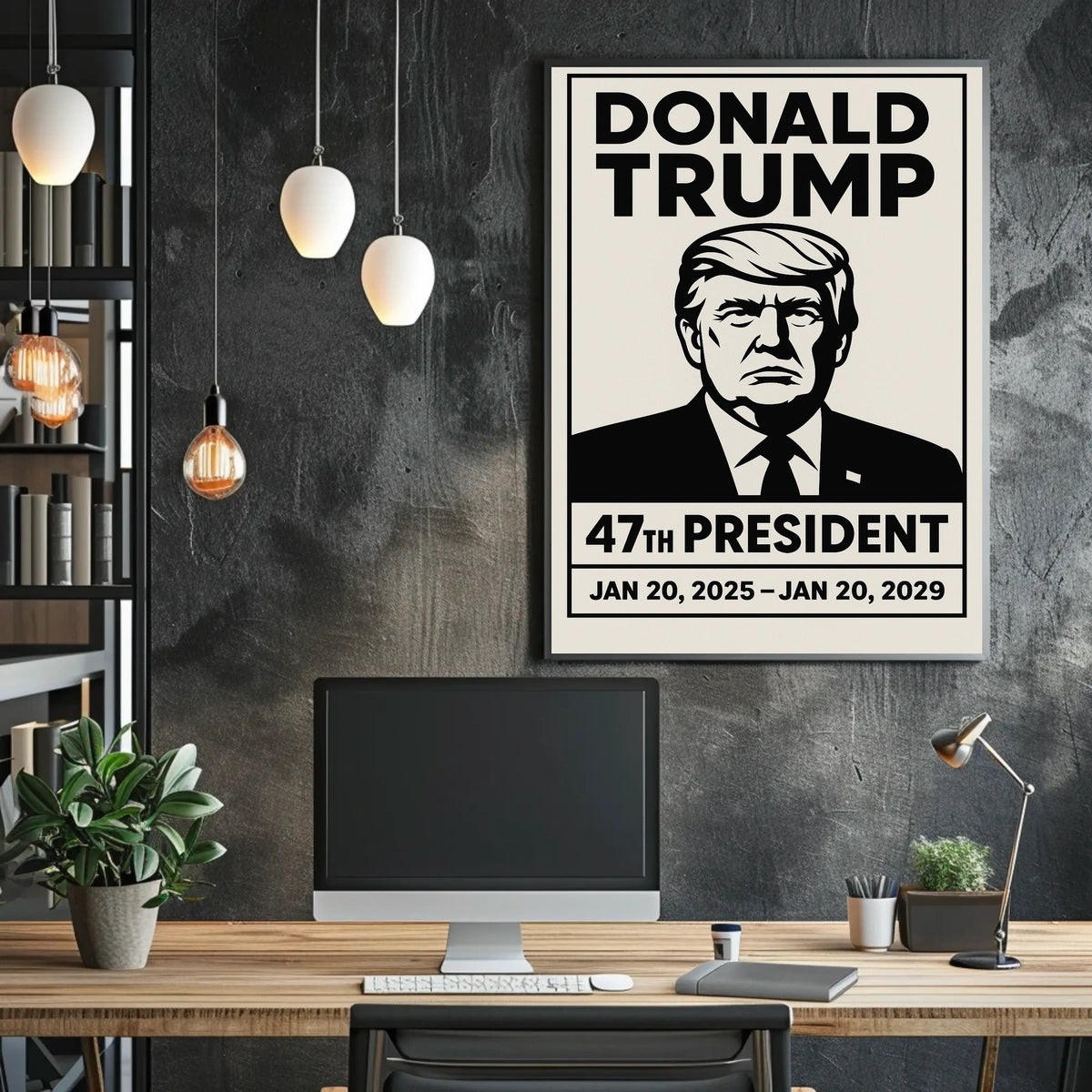 Trump Commanding Presence Monochrome Poster