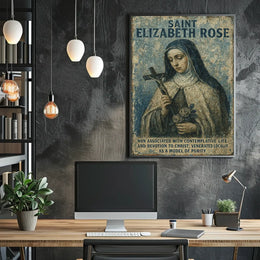 Saint Elizabeth Rose Vintage Religious Art Poster
