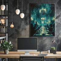Mystical Gathering in Opulent Banquet Scene Fantasy Poster PosterGoat