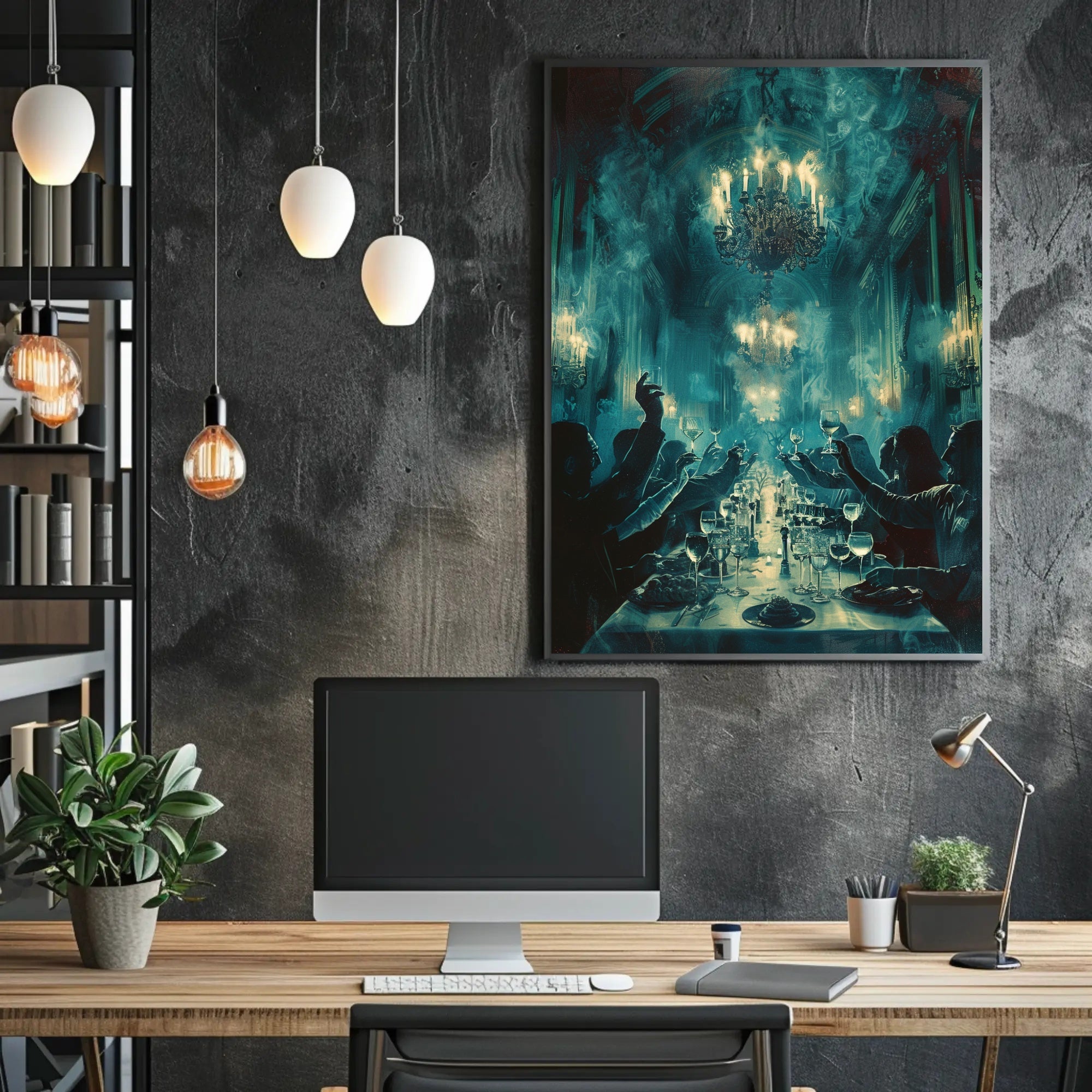 Mystical Gathering in Opulent Banquet Scene Fantasy Poster PosterGoat