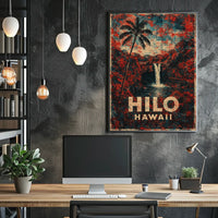 Hilo Hawaii Nostalgic Vintage Travel Poster