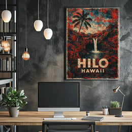 Hilo Hawaii Nostalgic Vintage Travel Poster