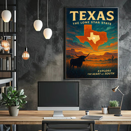 Texas Vintage Travel Poster Wall Art Print