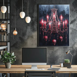 Gothic Chandelier Of Skulls Poster