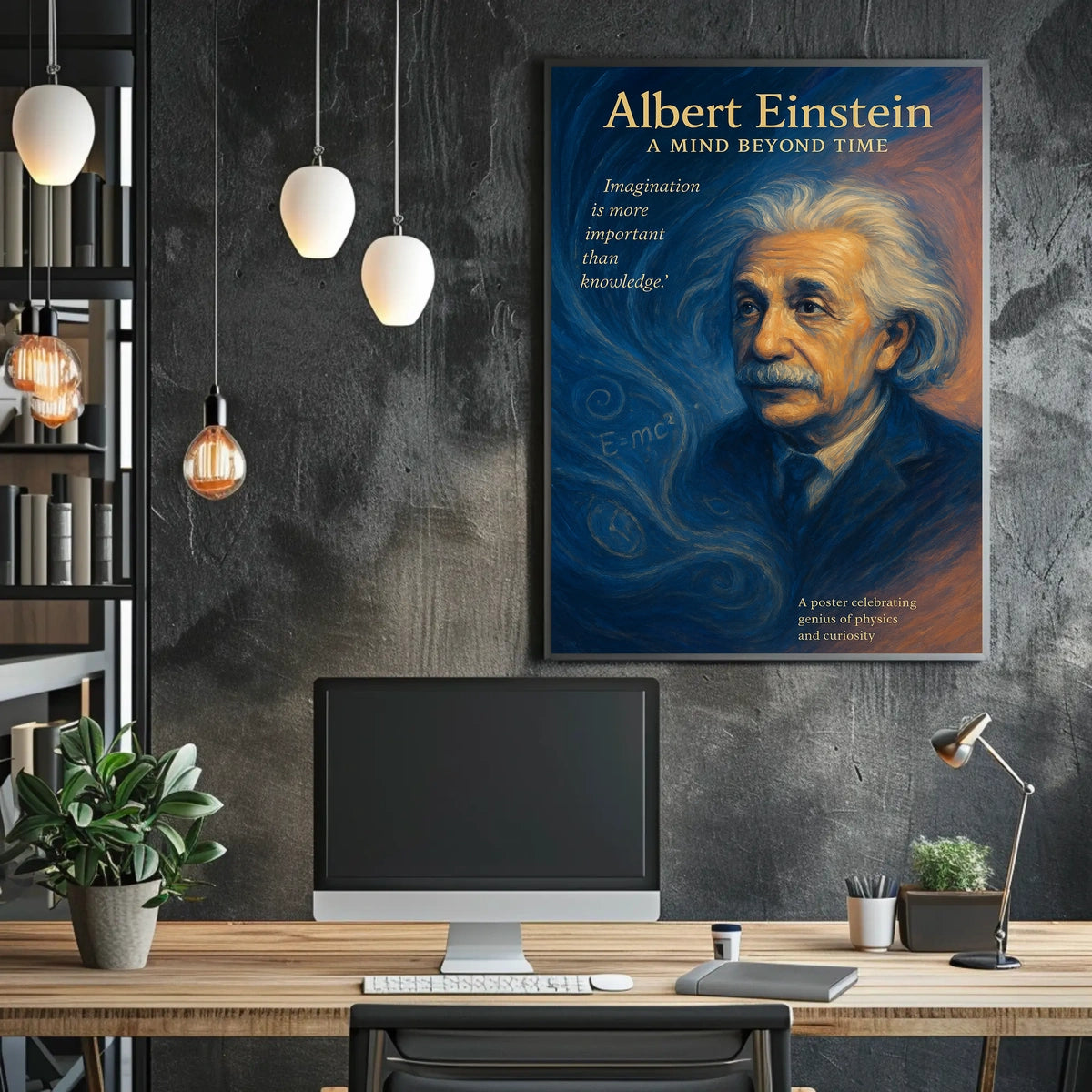 Albert Einstein Inspirational Art Poster for Creativity