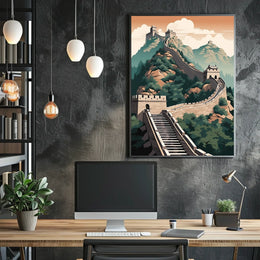 Majestic View of China's Great Wall Cultural Heritage Poster