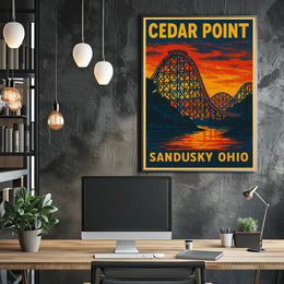 Cedar Point Adventure: Vintage Travel Poster