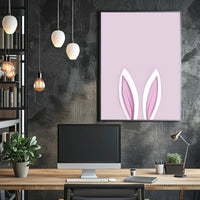 Bunny Ears Poster Minimalist Pink Nursery Wall Art