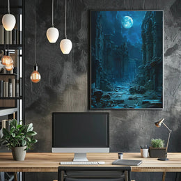 Moonlit Ruins: Enchanted Scene of Ancient Civilization Fantasy Poster PosterGoat