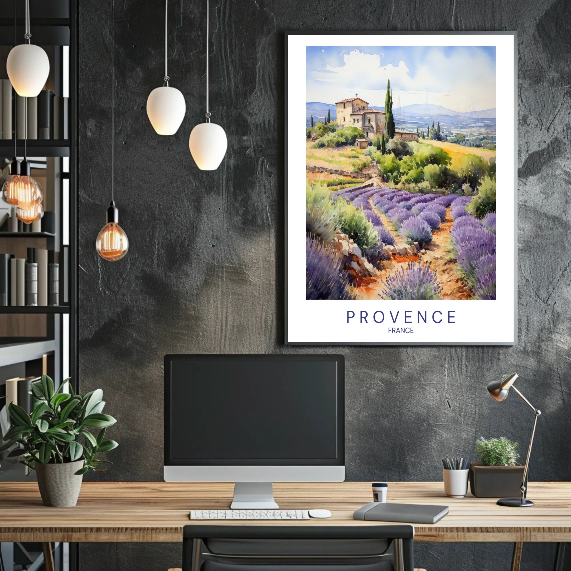 Provence Countryside Watercolor Art for Idyllic Landscape Poster PosterGoat
