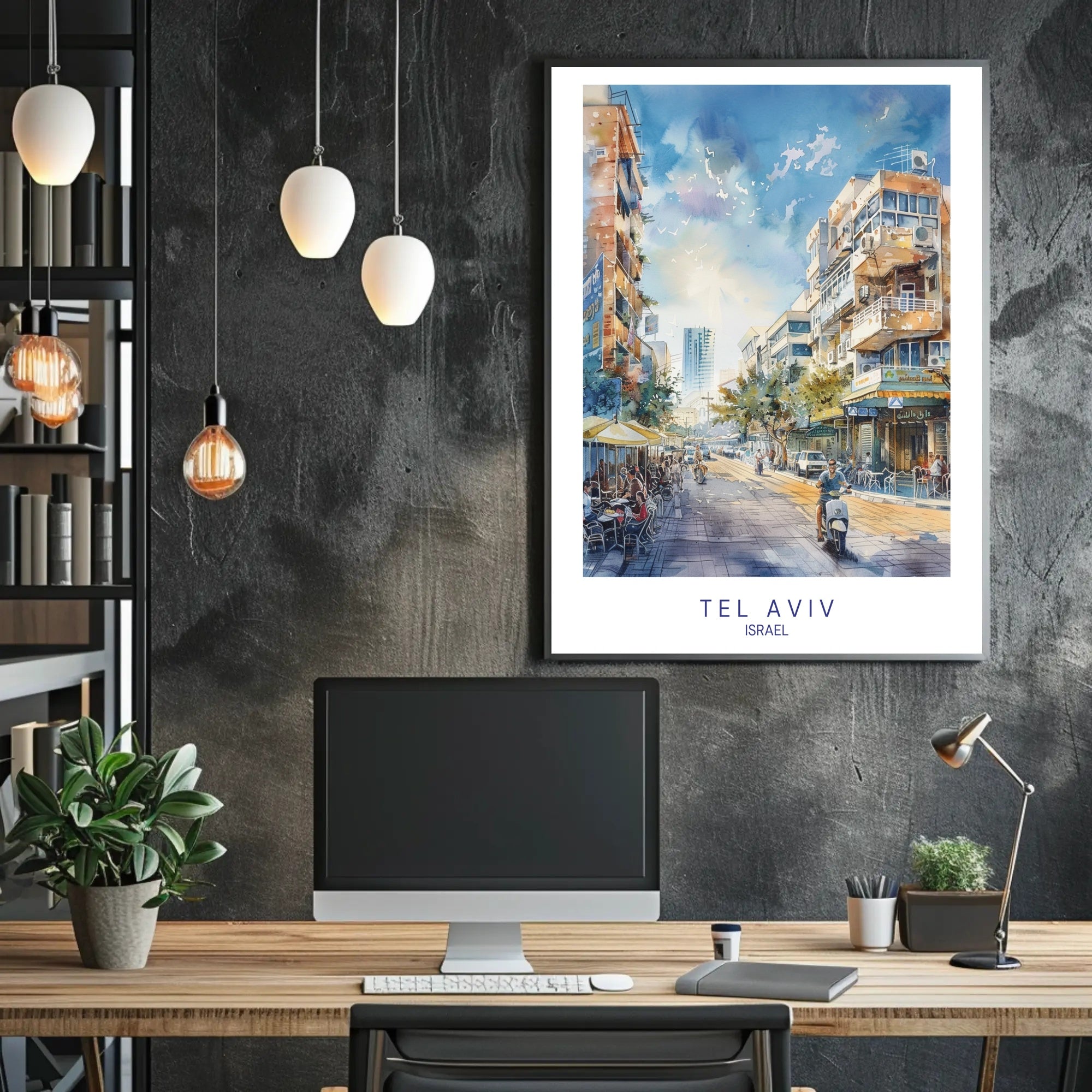 Tel Aviv Street Scene Poster PosterGoat