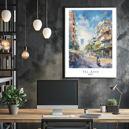 Tel Aviv Street Scene Poster PosterGoat