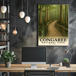 Congaree Boardwalk Poster Vintage Travel Wall Art