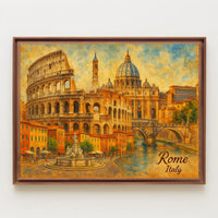Rome Cityscape Italy Travel Watercolor Realism Heritage Architecture Wanderlust Decor Poster