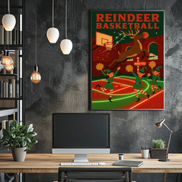 Reindeer Basketball Poster
