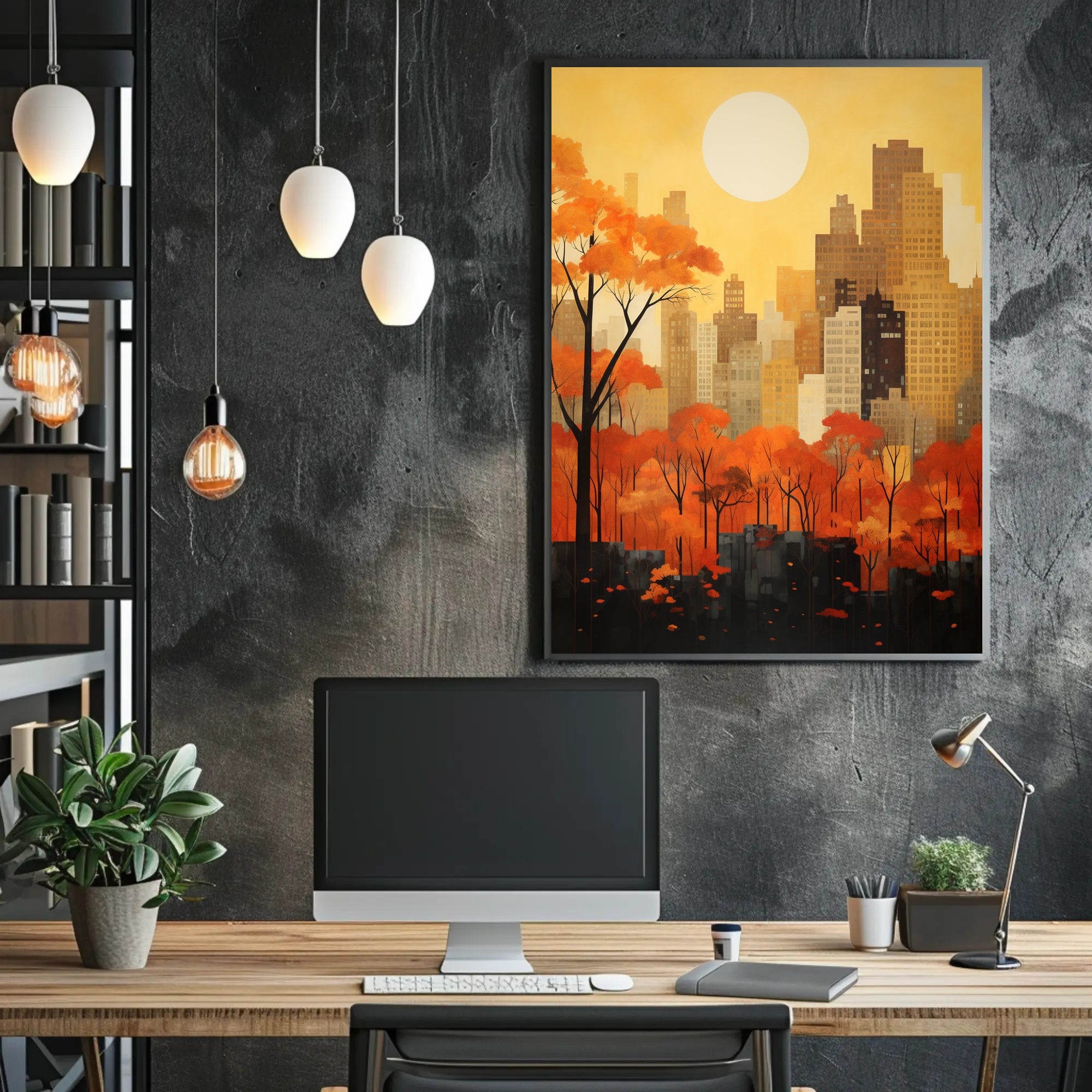 Cityscape Meets Nature in Vibrant Urban Artistry Poster
