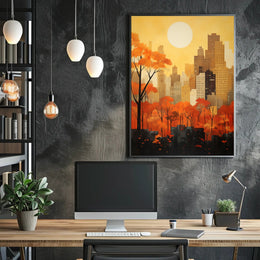 Cityscape Meets Nature in Vibrant Urban Artistry Poster
