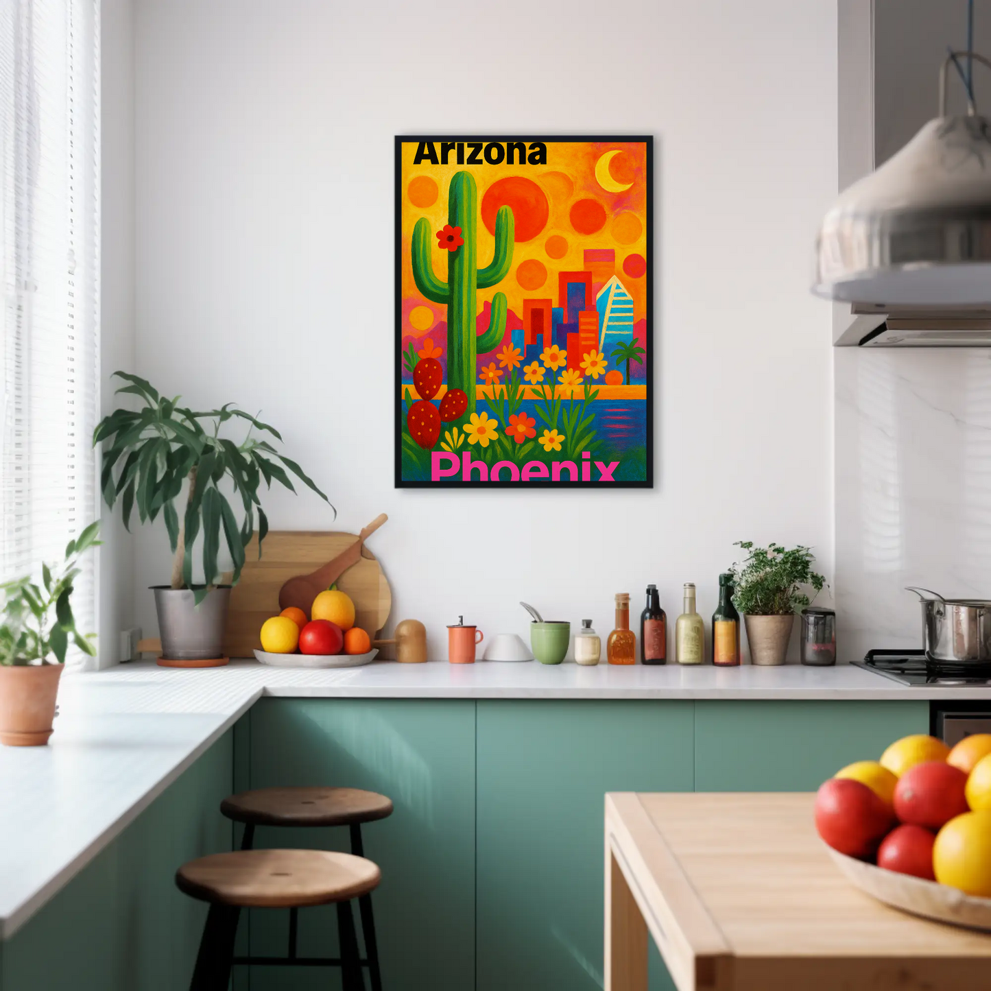 Arizona Phoenix Skyline Vintage Travel Poster Art