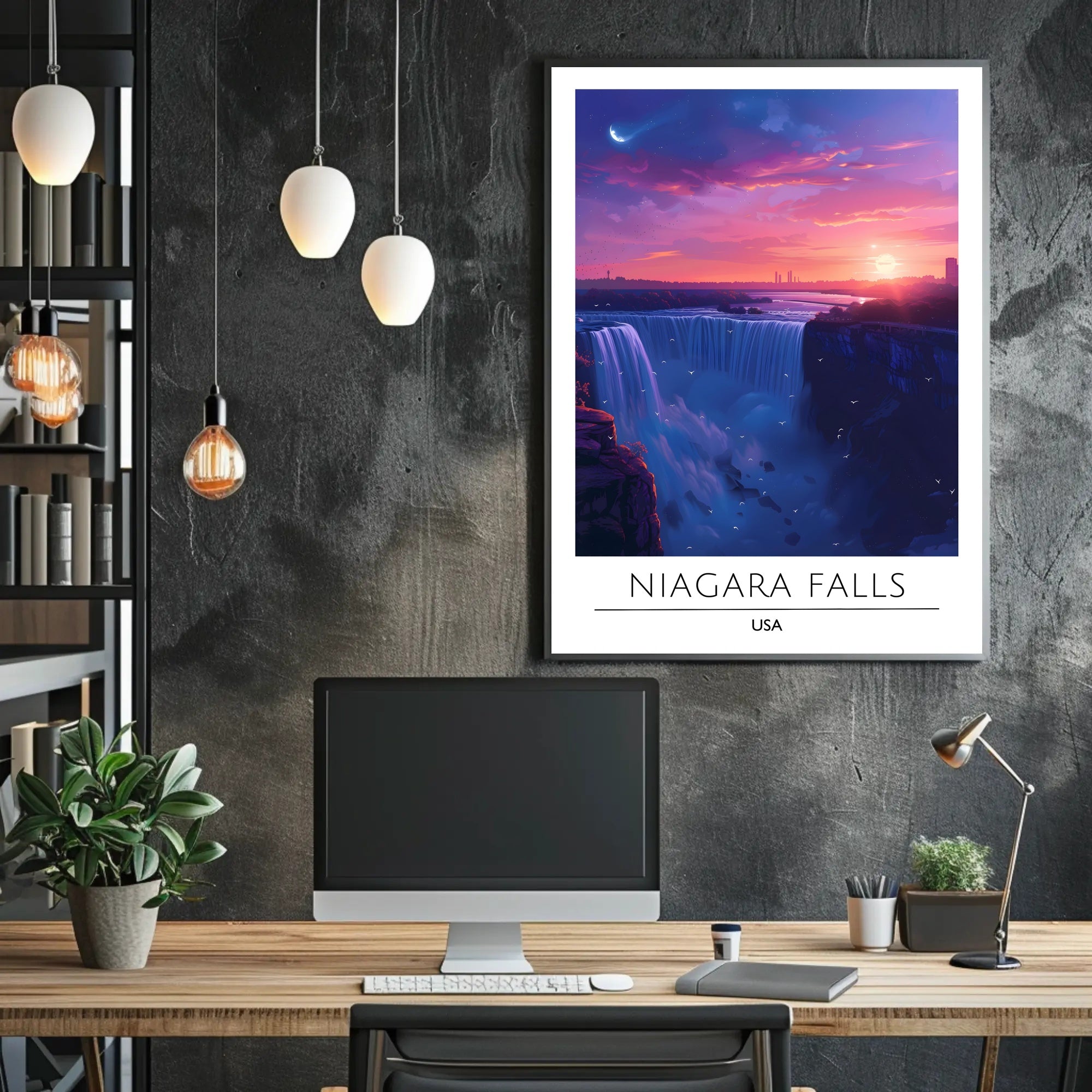 Niagara Falls Sunset Travel Poster