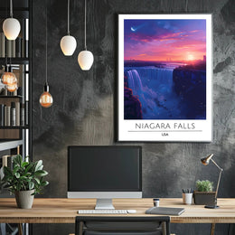 Niagara Falls Sunset Travel Poster
