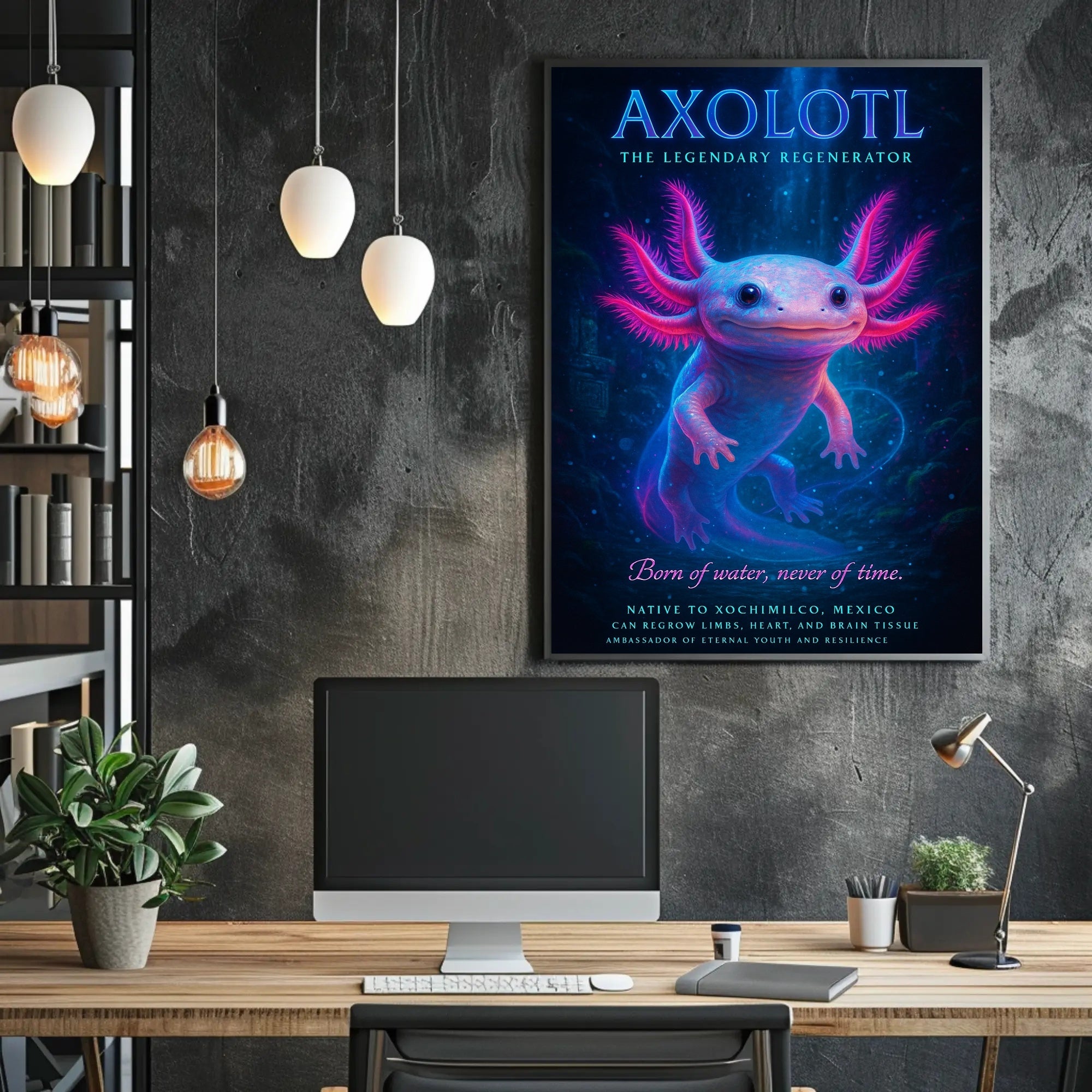 Axolotl in Xochimilco Artistic Animal Poster PosterGoat