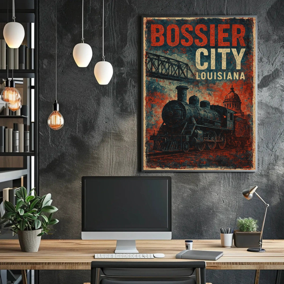 Bossier City Louisiana Cityscape Travel Realism Poster