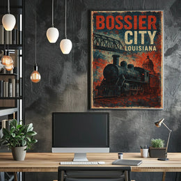 Bossier City Louisiana Cityscape Travel Realism Poster