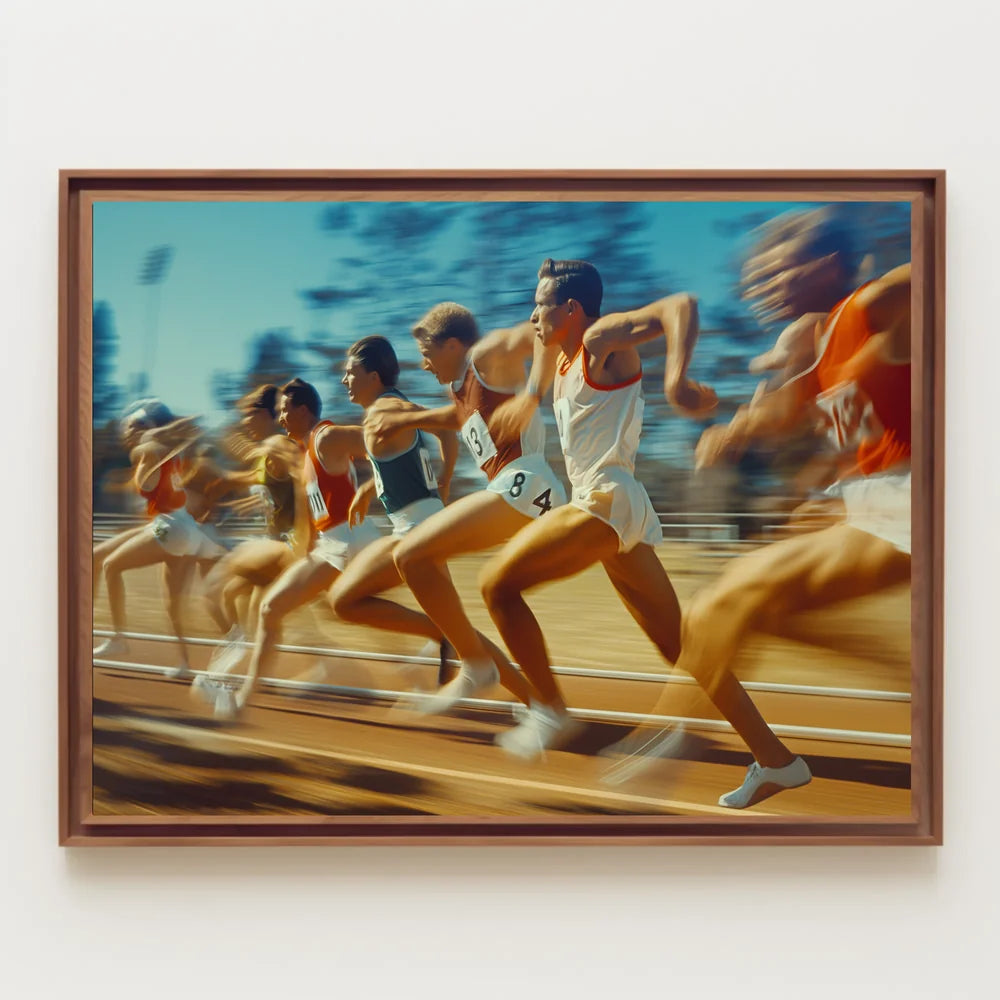 Vintage Athletes Sprinting Race Poster Art Print