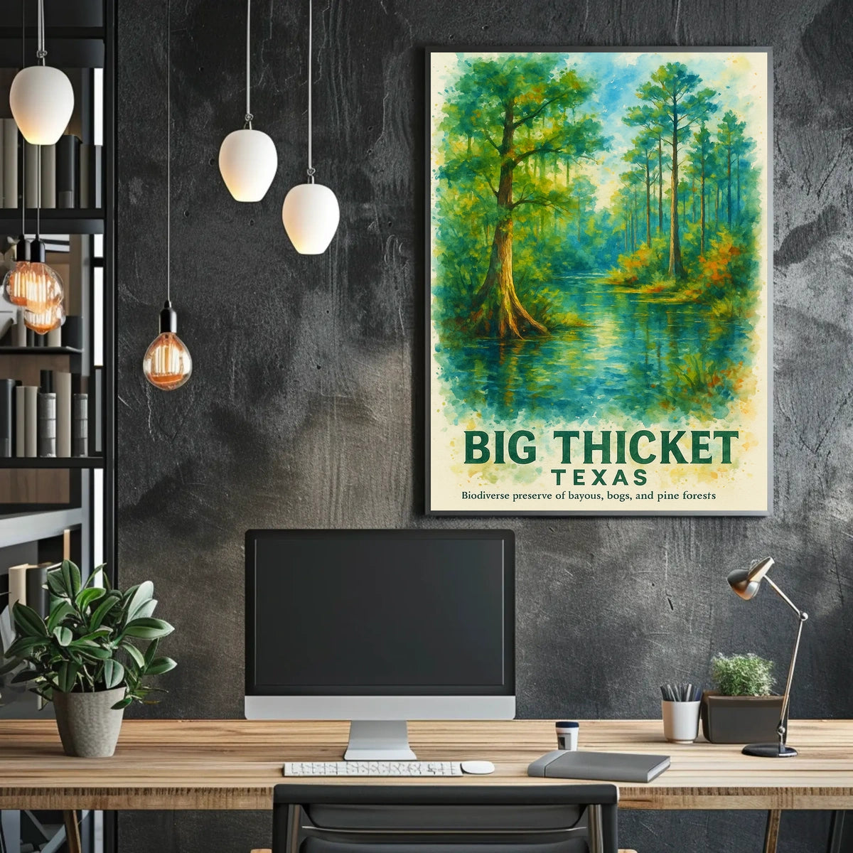 Big Thicket Texas Watercolor Nature Poster Art