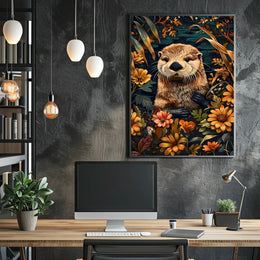 Otter in Bloom Wall Art Print for Decor Lovers