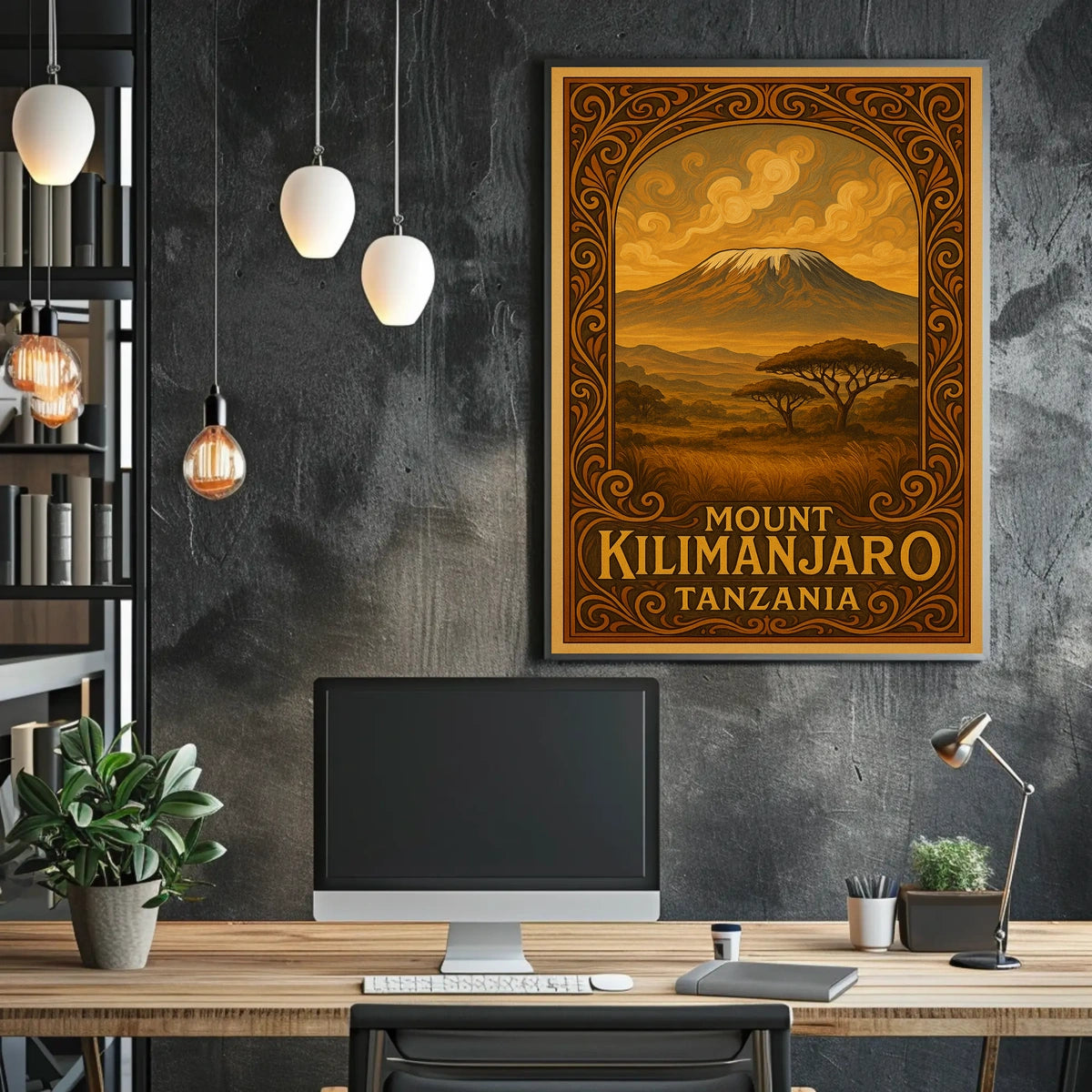Kilimanjaro Tanzania Vintage Travel Explorer Poster