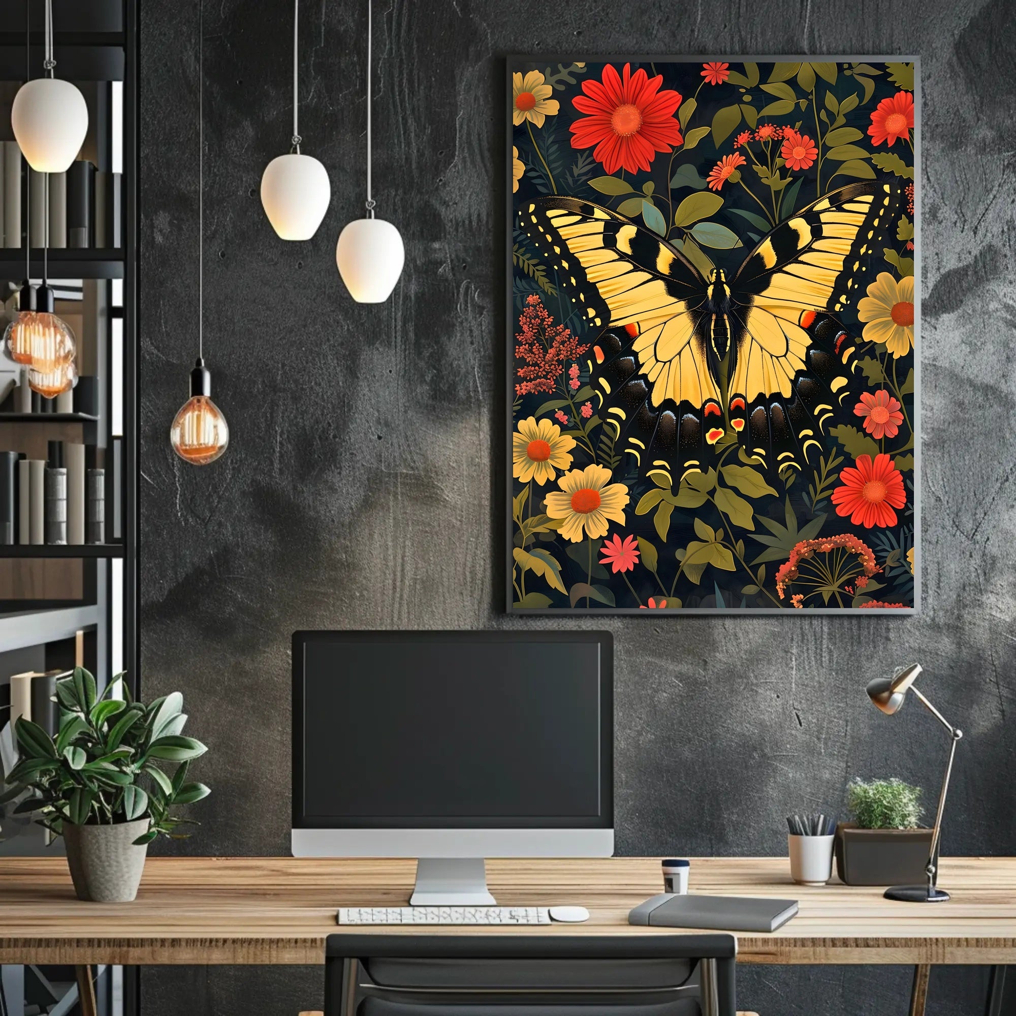Butterfly and Floral Symphony Art Poster