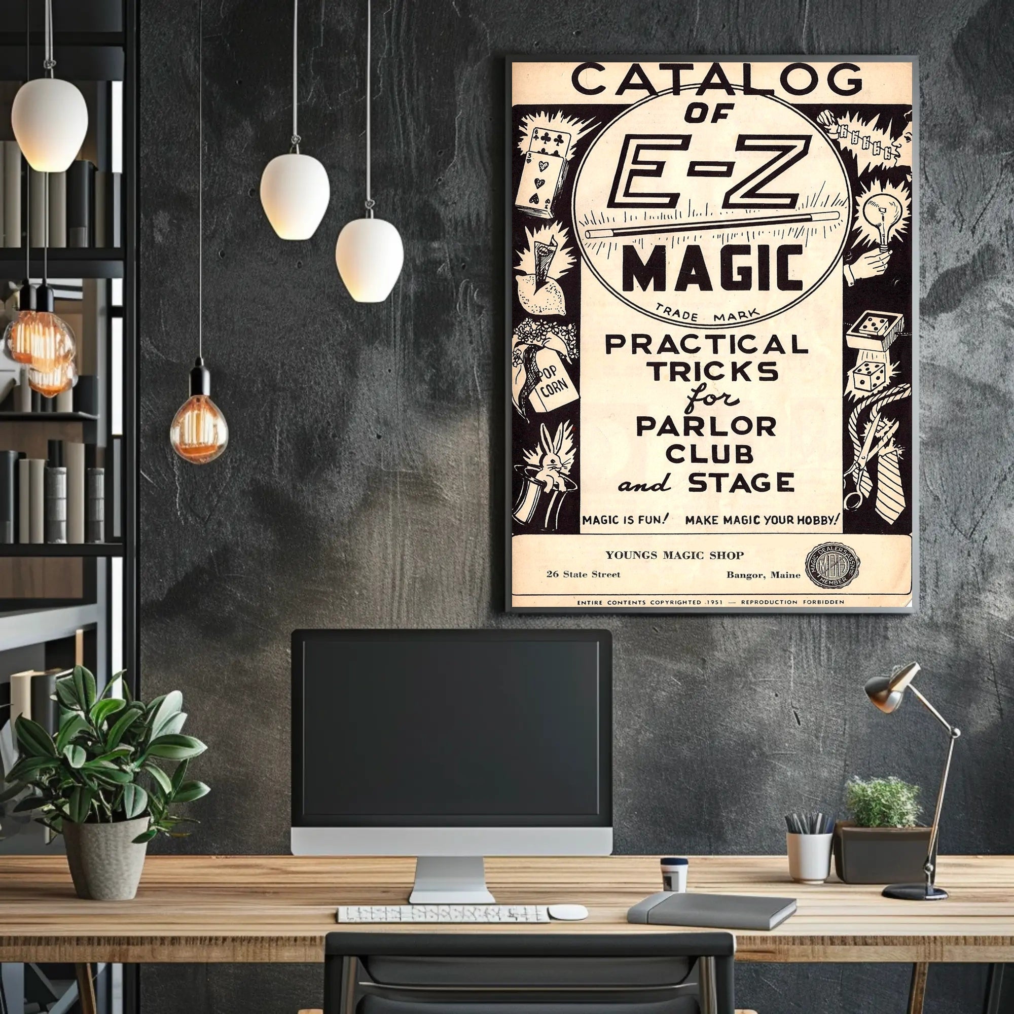 E-Z Magic Catalog Vintage Magic Tricks Artistic Poster