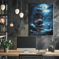 Stormy Night Nautical Adventure: Fantasy or Mythology Poster PosterGoat
