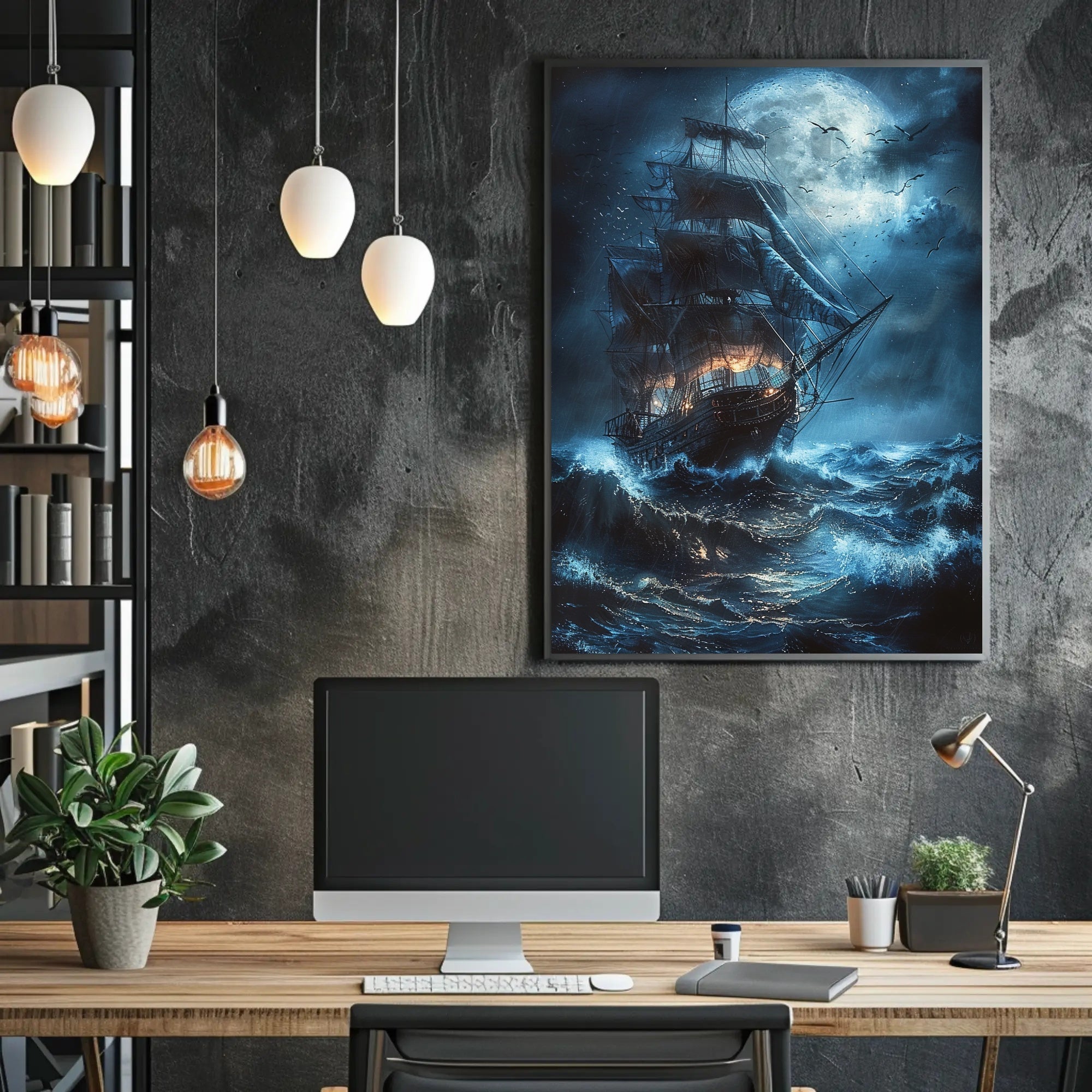 Stormy Night Nautical Adventure: Fantasy or Mythology Poster PosterGoat