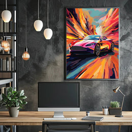 Luxury Speed: Vibrant Pop Art Sports Car Poster