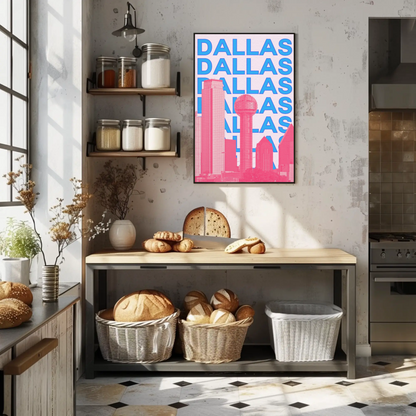 Dallas Texas Skyline Poster Retro Travel Poster