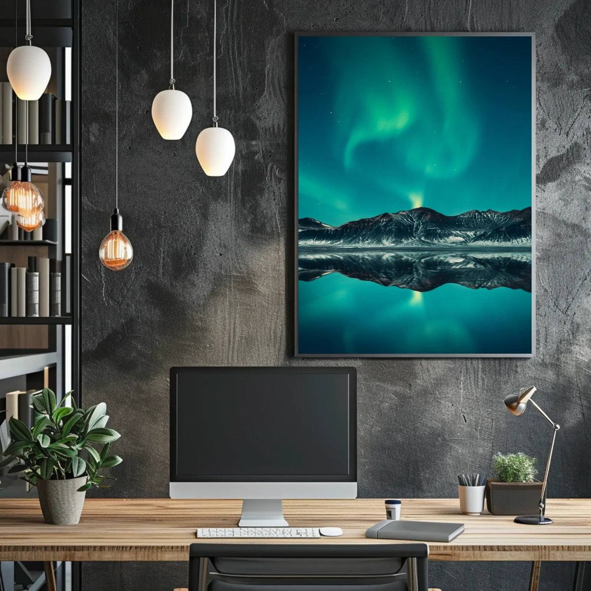 Aurora Borealis Over Mountain Range National Park Poster