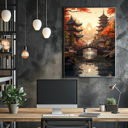 Tranquil Autumn In A Japanese Garden Poster